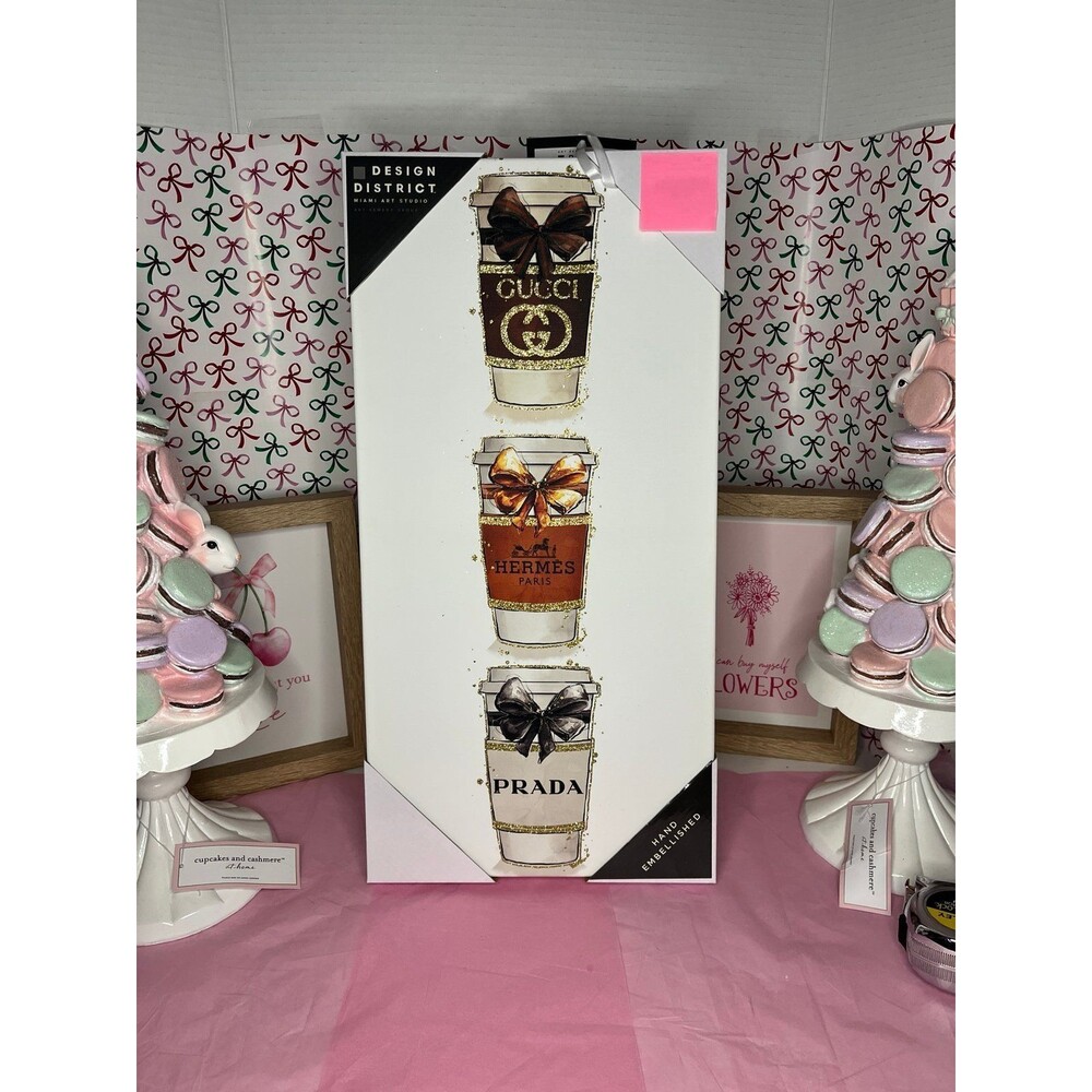 Design District Studio Canvas Wall Art Gucci, Hermes, Prada Coquette Cups